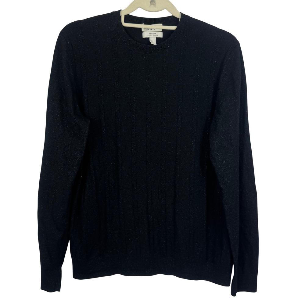 COS Black Metallic Wool Blend Crewneck Sweater Regular‎ Fit Women Size M